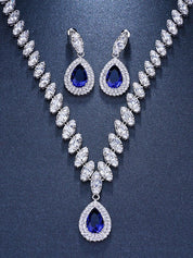 1 set Cubic Zirconia Copper Imitation Diamond Bridal Jewelry Earrings Necklace For Women's Fall Wedding Pendant Necklace Set