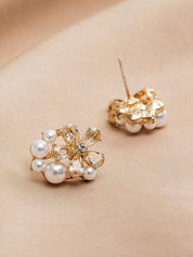 Stud Earrings For Women's Wedding Work Daily  Classic Floral Gold Earrings