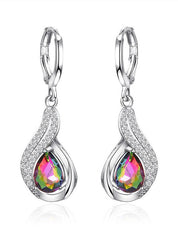 Zircon Drop Earrings For Women's Wedding Work Daily Classic Floral Silver Earrings