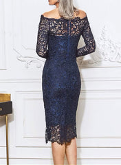 Sheath/Column Off-the-Shoulder Mother of the Bride Dresses with Applique