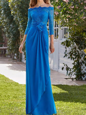 Sheath/Column Off-the-Shoulder Mother of the Bride Dresses with Applique