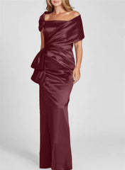 Sheath/Column Off-the-Shoulder Floor-Length Mother of the Bride Dresses