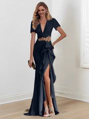 Mermaid/Trumpet Floor-Length V Neck Mother of the Bride Dresses with Ruffles