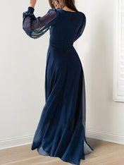 A-Line/Princess V-Neck Long Sleeves Floor-Length Mother of the Bride Dresses