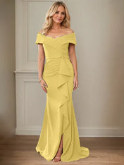 Sheath/Column V-Neck Illusion Floor-Length Lace Chiffon Mother of the Bride Dress With Pleated Sequins