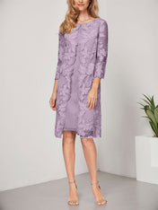 A-line Scoop Knee-Length Chiffon Lace Mother of the Bride Dress With Jacket