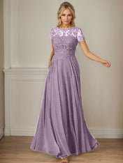 Dark Navy A-Line Boatneck Sequins Chiffon Dress