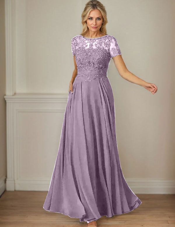 Dark Navy A-Line Boatneck Sequins Chiffon Dress