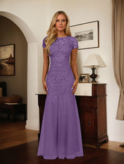 Dark Navy Mermaid Scoop Sequins Tulle Dress