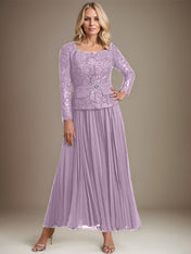 A-line Square Ankle-Length Chiffon Mother of the Bride Dress With Pleated