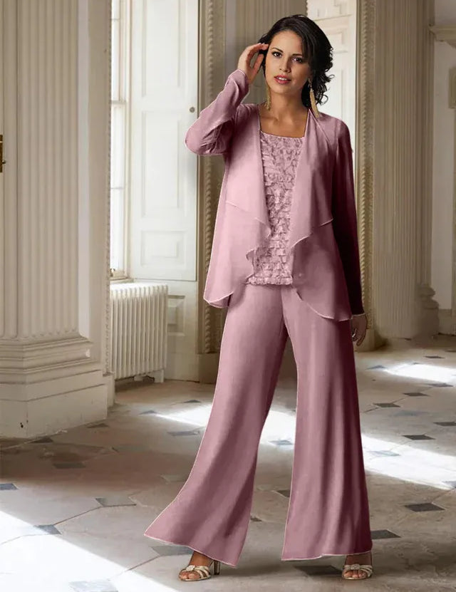 Chiffon Long Sleeves Mother of the Bride Pantsuits with Jacket