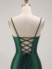 Mermaid Corset Spaghetti Straps Long Prom Dress with Slit