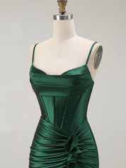 Mermaid Corset Spaghetti Straps Long Prom Dress with Slit