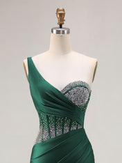 Mermaid One Shoulder Corset Long Prom Dress With Beading