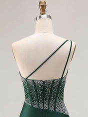 Mermaid One Shoulder Corset Long Prom Dress With Beading