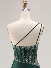 Mermaid One Shoulder Corset Long Prom Dress With Beading