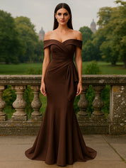 Mermaid Satin Maxi Mother of the Bride Dress with Ruffles