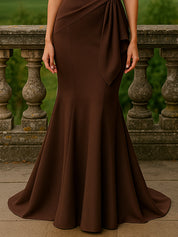 Mermaid Satin Maxi Mother of the Bride Dress with Ruffles