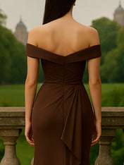 Mermaid Satin Maxi Mother of the Bride Dress with Ruffles