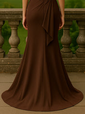 Mermaid Satin Maxi Mother of the Bride Dress with Ruffles