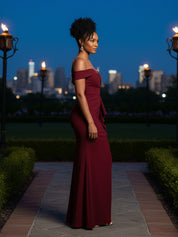 Mermaid Satin Ruffles Maxi Mother of the Bride Dress with Slit