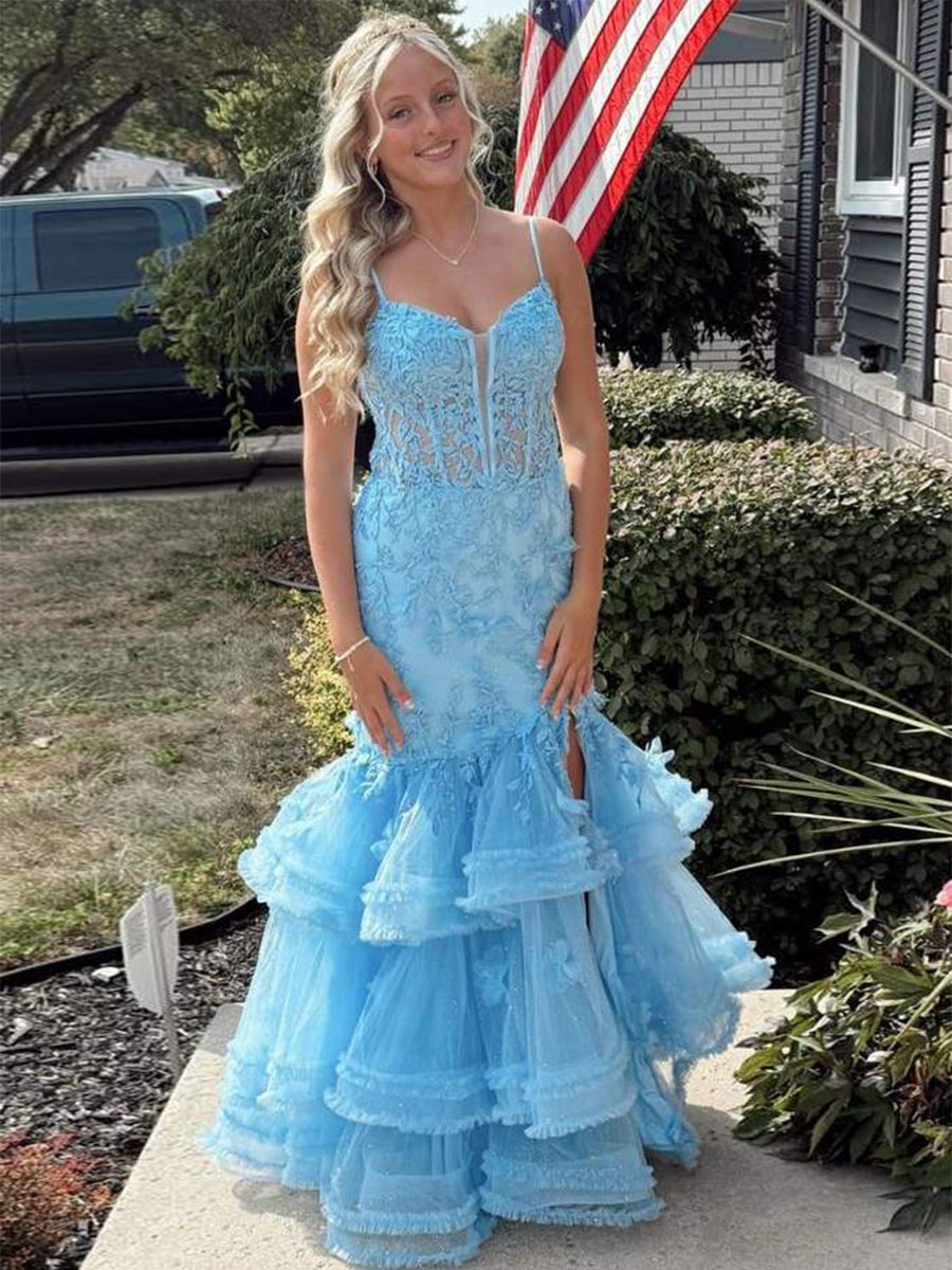 MermaidSpaghettiStrapsV-NeckLaceAppliquesRufflesPromDress_2.jpg