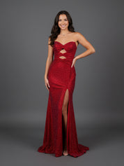 Mermaid Strapless Keyholes Long Prom Dress with Beads