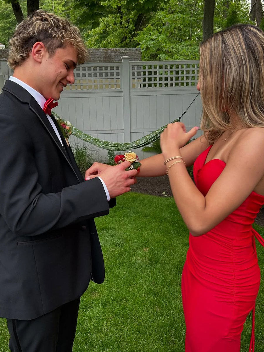 Mermaid Strapless Ruched Mermaid Long Prom Dress