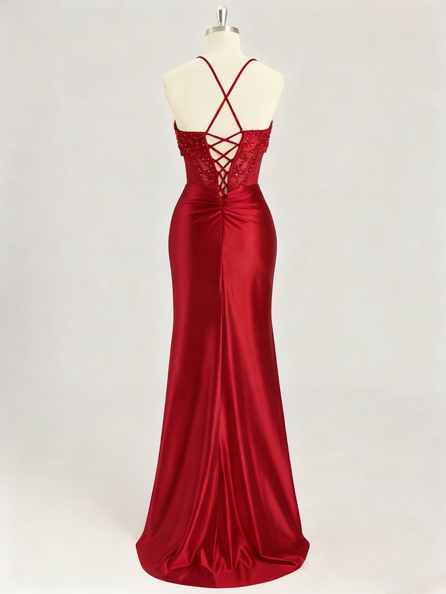 Mermaid Sweetheart Long Prom Dresses with Beading