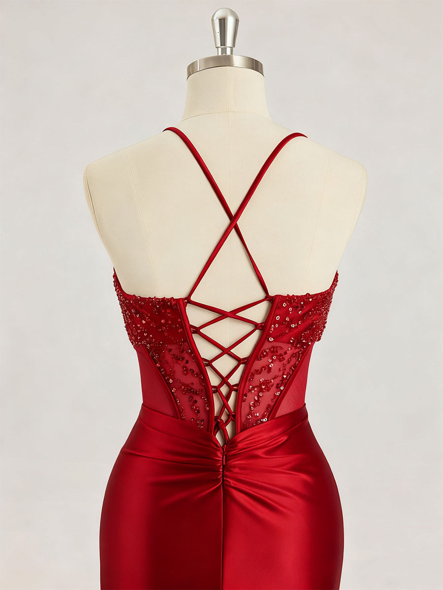 Mermaid Sweetheart Long Prom Dresses with Beading