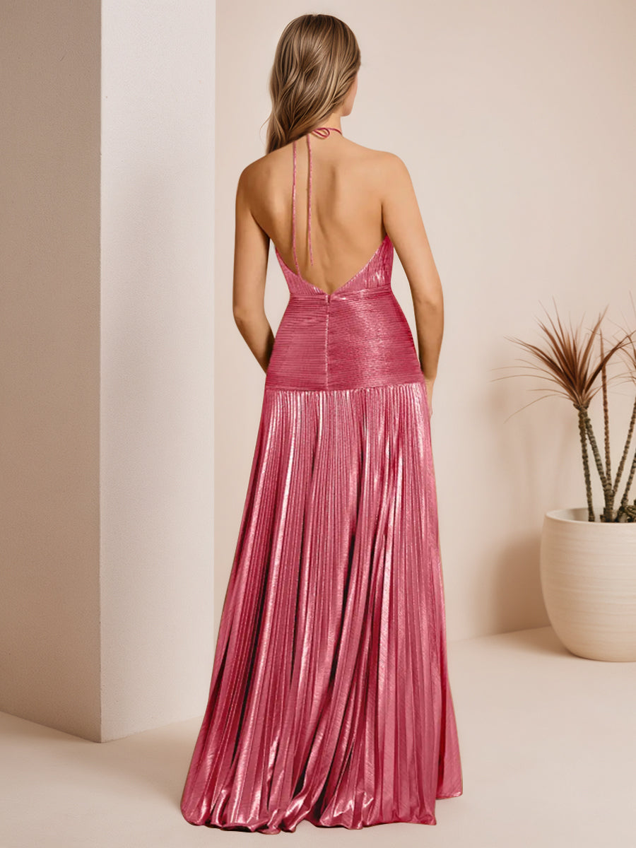 MetallicOliveGreenPleatedHalterPromDresswithHighSlit_1.jpg