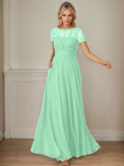 Dark Navy A-Line Boatneck Sequins Chiffon Dress