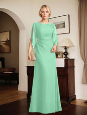 Sheath/Column Scoop Floor-Length Chiffon Mother of the Bride Dress With Pleated Beading