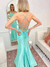 Pink Mermaid Sweetheart Spaghetti Strap Long Prom Dress