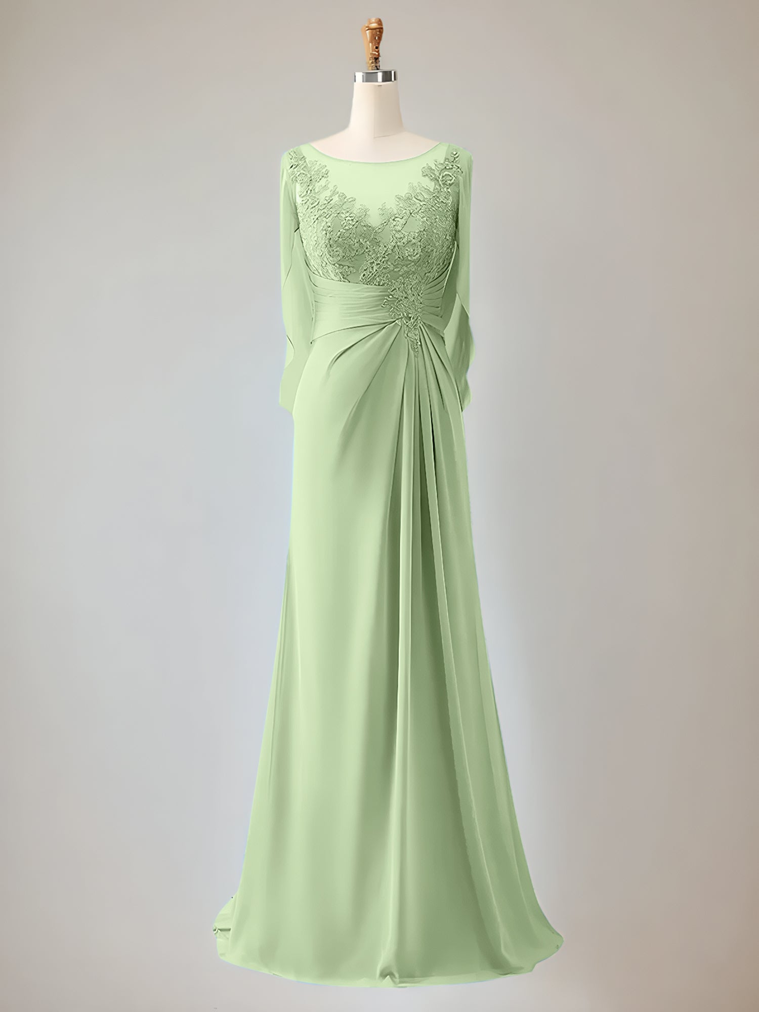 2 Sleeve Chiffon Mother of the Bride Dress With Beadings