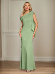 Trumpet/Mermaid One Shoulder Sleeveless Stretch Crepe Mother of the Bride Dress With Bow