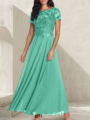 Charcoal Grey A-Line Scoop Long Mother of the Bride Dress With Beadings