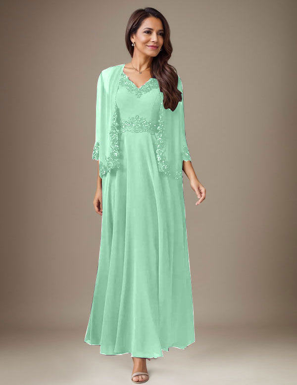 Plum A-Line Sequins Chiffon Dress