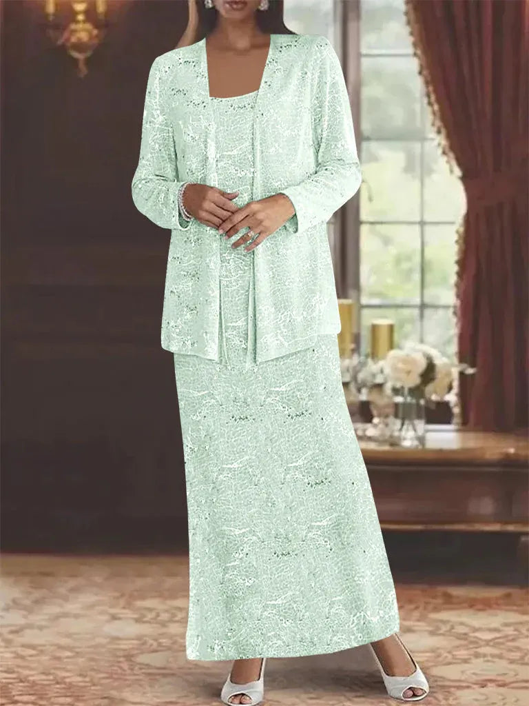 Robes de mère de la mariée en mousseline avec paillettes et veste 