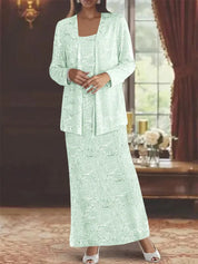 Robes de mère de la mariée en mousseline avec paillettes et veste 
