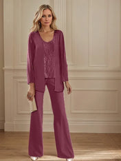 Chiffon Mother of the Bride Pantsuits with Jacket