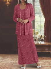 Robes de mère de la mariée en mousseline avec paillettes et veste 