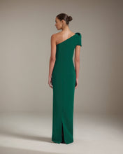 Green Stretch Crepe One Shoulder Sleeveless Floor Length Formal Dress