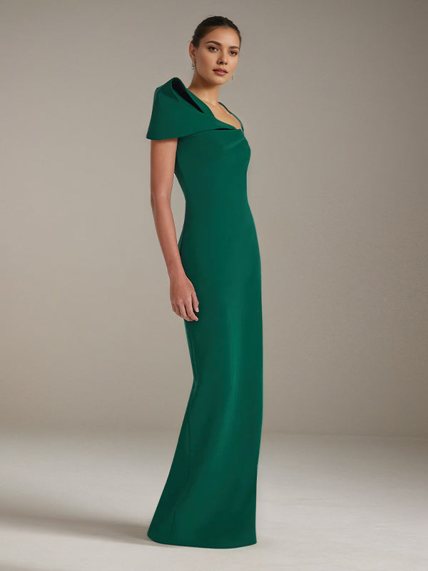 Green Stretch Crepe One Shoulder Sleeveless Floor Length Formal Dress