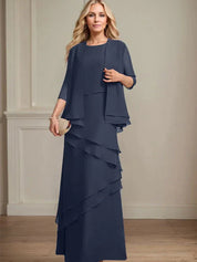 Robe fourreau en mousseline de soie pour mère de la mariée, longueur au sol 