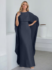 Sheath Scoop Floor-Length Chiffon Mother of the Bride Dress With Cascading Ruffles