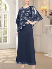 Robe longue en maille pailletée avec corsage asymétrique fantaisie superposé 