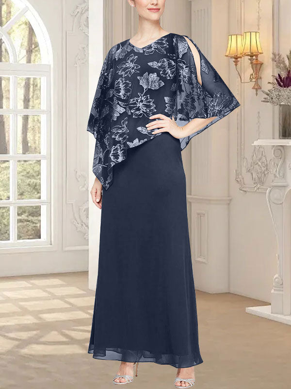 Robe longue en maille pailletée avec corsage asymétrique fantaisie superposé 
