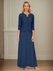 Glitter Lace & Satin Skirt Jacket Dress with Open Jacket