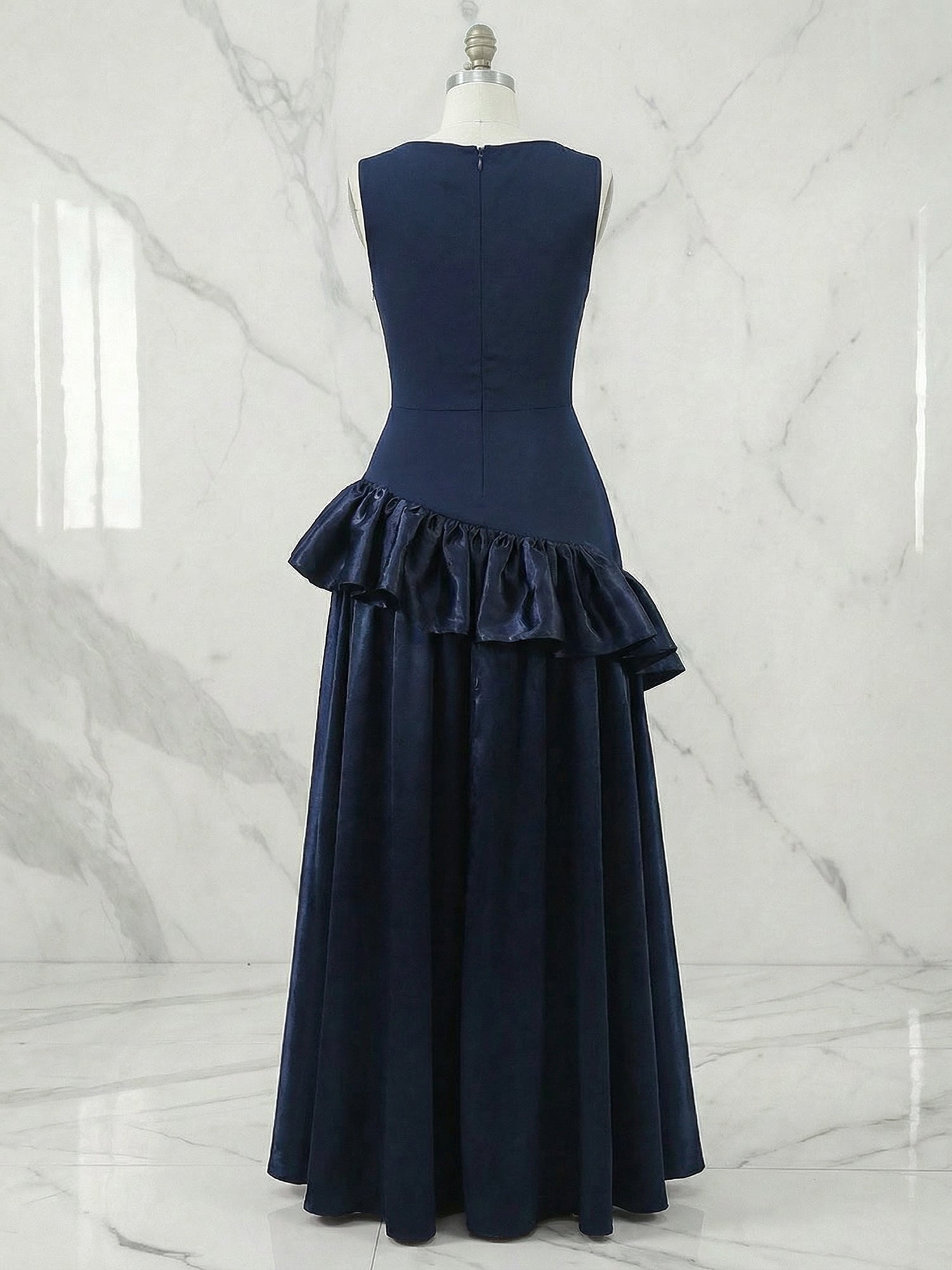 NavyBlueRuffledSatinBoatNeckSleevelessA-LineMaxiDressGown_4.jpg